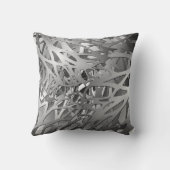 銀及び灰色の抽象的な枝 クッション (裏面)