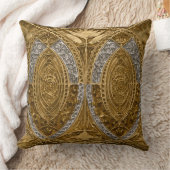 銀及び金ゴールドアールデコ模様 クッション (ブランケット)