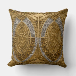 銀及び金ゴールドアールデコ模様 クッション