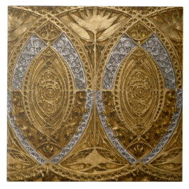 銀及び金ゴールドアールデコ模様 タイル