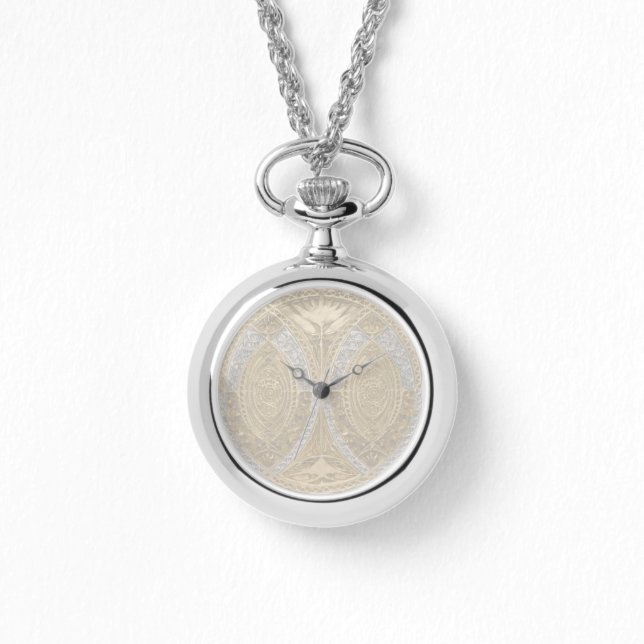 銀及び金ゴールドアールデコ模様 腕時計 (正面)