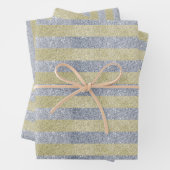 銀及び金ゴールドストライプ包装紙シート ラッピングペーパーシート (インサイチュ)