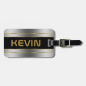 銀及び金ゴールド金ストライプ属 ラゲッジタグ (正面横)