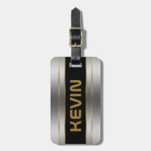 銀及び金ゴールド金ストライプ属 ラゲッジタグ (正面縦)