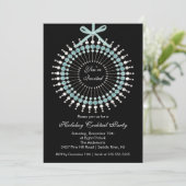 銀及び青いオーナメントのカクテルのクリスマス・パーティ 招待状 (スタンド正面)