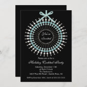 銀及び青いオーナメントのカクテルのクリスマス・パーティ 招待状 (正面/裏面)