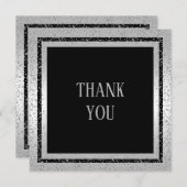 銀及び黒のグリッターによって組み立てられる人は感謝していしています サンキューカード (正面/裏面)
