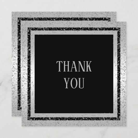 銀及び黒のグリッターによって組み立てられる人は感謝していしています サンキューカード (正面/裏面)