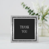 銀及び黒のグリッターによって組み立てられる人は感謝していしています サンキューカード (スタンド正面)