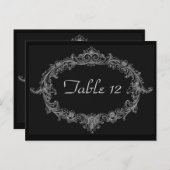 銀及び黒結婚式のレセプションテーブル番号 ポストカード (正面/裏面)