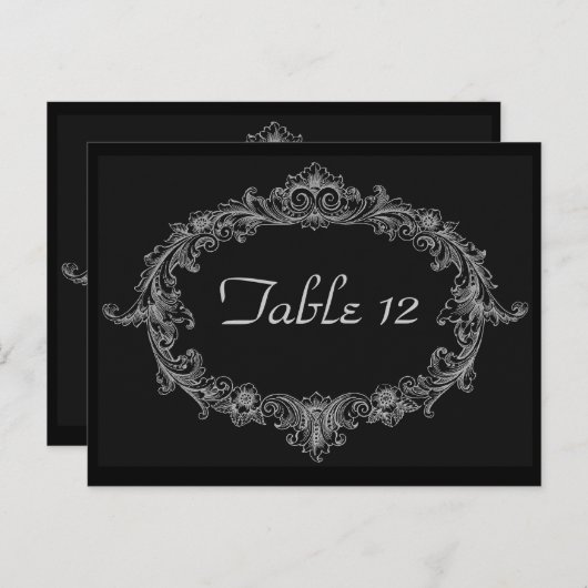 銀及び黒結婚式のレセプションテーブル番号 ポストカード (正面/裏面)