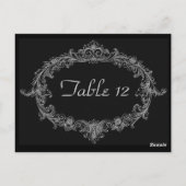 銀及び黒結婚式のレセプションテーブル番号 ポストカード (裏面)