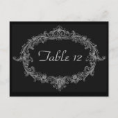 銀及び黒結婚式のレセプションテーブル番号 ポストカード (正面)