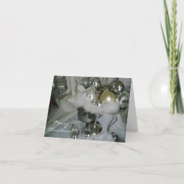 銀台座の白と銀のオーナメント シーズンカード