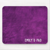 銀名付きパープルレザー マウスパッド (正面)