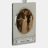 銀周年記念写真クリスマスオーナメント シルバープレートバナーオーナメント (右)