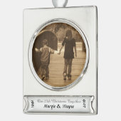 銀周年記念写真クリスマスオーナメント シルバープレートバナーオーナメント (左)