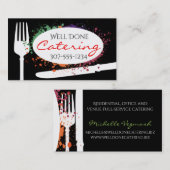 銀器のしぶきのシェフのケイタリングビジネスカード 名刺 (正面/裏面)