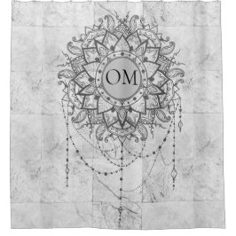 銀大理石シャワーカーテンのマンダラ シャワーカーテン