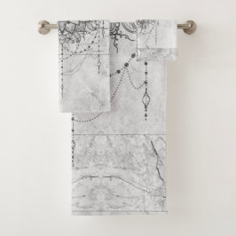 銀大理石バスタオオルセットのマンダラ バスタオルセット