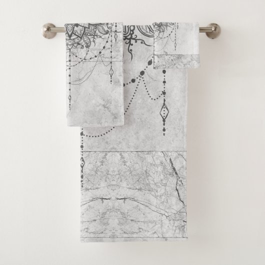 銀大理石バスタオオルセットのマンダラ バスタオルセット (インサイチュ)
