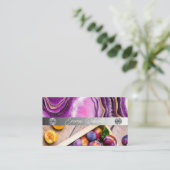 銀大理石ピンクダイヤモンドコーチ名刺 名刺 (スタンド正面)