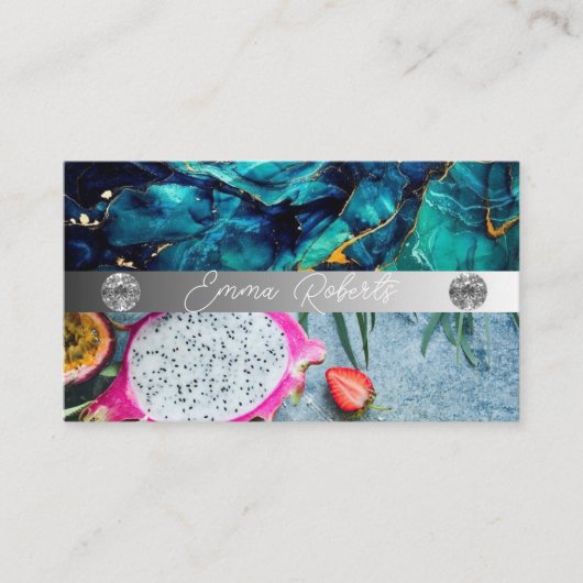 銀大理石ピンクダイヤモンドコーチ名刺 名刺 (正面)