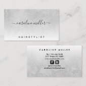 銀大理石フォイルエレガントメイクアップ美しいサロン 名刺 (正面/裏面)