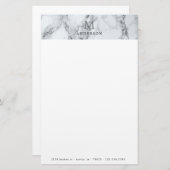銀大理石男らしモノグラム文房具 便箋 (正面/裏面)