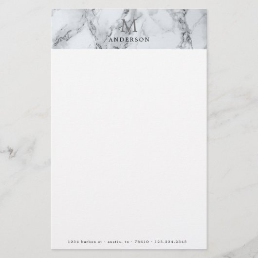 銀大理石男らしモノグラム文房具 便箋 (正面)