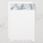 銀大理石男らしモノグラム文房具 便箋 (正面/裏面)