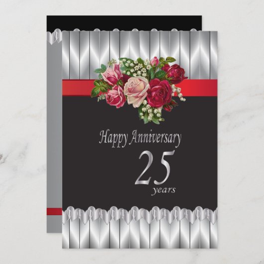 銀婚式おめでとう25周年 招待状 (正面/裏面)