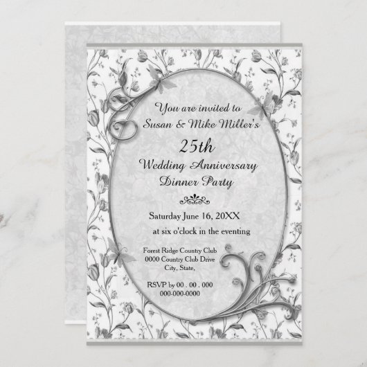 銀婚式25周年パーティーご招待 招待状 (正面/裏面)