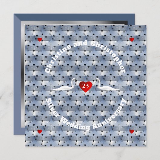 銀婚式 スワン 招待状 (正面/裏面)