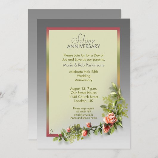 銀婚式 - 25周年 招待状 (正面/裏面)