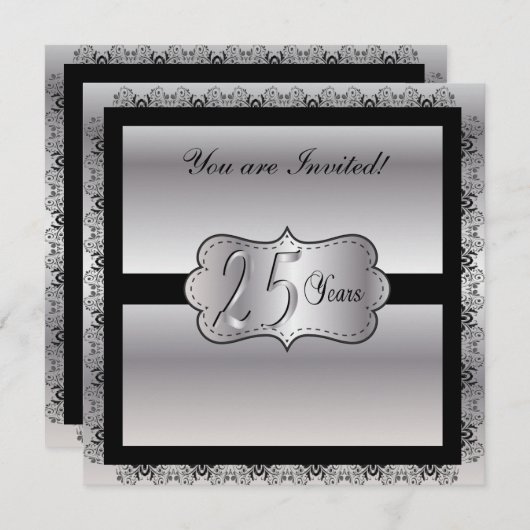 銀婚25周年おめでとう 招待状 (正面/裏面)