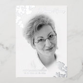 銀実在白黒写真植物枝 箔招待状 (正面)