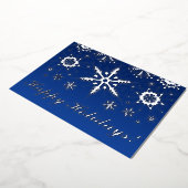 銀実在箔のハッピー休暇と雪 箔シーズンカード (回転した状態)