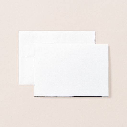 銀実在箔バタフライ写真結婚の感謝 箔カード (裏面封筒付き)