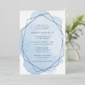 銀実在箔フレームブルーウォーター色バルミツワー 箔招待状 (立ち正面)