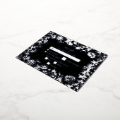 銀実在箔フローラブラックウェディングRSVP 箔招待状ポストカード (回転した状態)