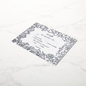 銀実在箔フローラ植物結婚式RSVP 箔招待状ポストカード (回転した状態)