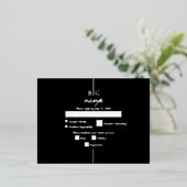 銀実在箔ブラックモノグラムウェディングRSVP 箔招待状ポストカード (立ち正面)