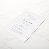 銀実在箔ホワイトウェディング日付を保存 箔招待状 (回転した状態)