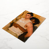 銀実在箔モダンの日付の保存 箔招待状 (回転した状態)