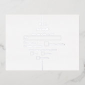 銀実在箔モノグラムウェディングRSVP 箔招待状ポストカード (正面)