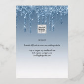 銀実在箔ユニコーンガーリー誕生日(ANY)ブルー 箔招待状 (裏面)