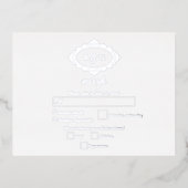 銀実在箔リースホワイトウェディングRSVP 箔招待状ポストカード (正面)
