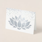 銀実在箔ロータス花デザイン 箔カード (正面)