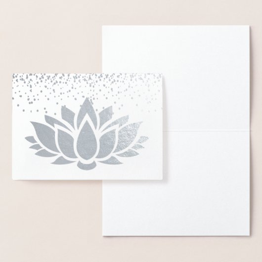 銀実在箔ロータス花デザイン 箔カード (ディスプレー)